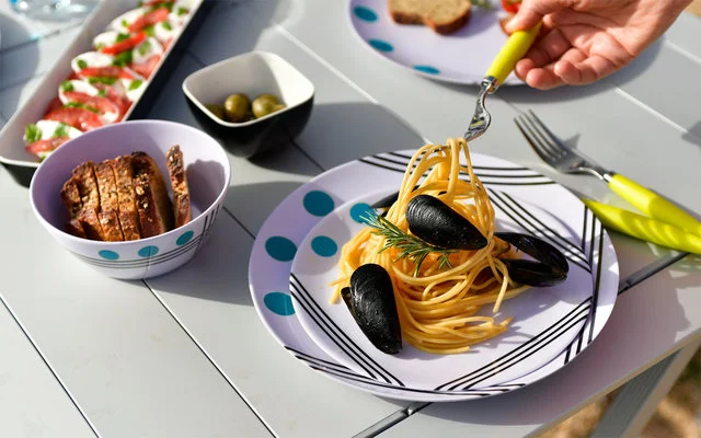 Berger Dots Melamin Geschirr-Set 16-tlg. Blau – Bild 6