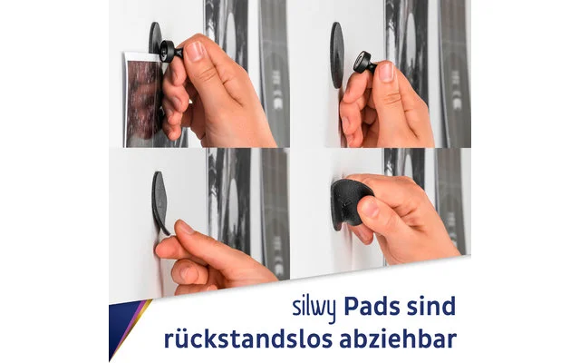 Silwy® Smart Magnet-Pins Inkl. Metall Nano Gel Pads Schwarz – Bild 3