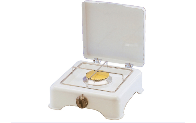 GOK Gaskocher 2-flammig 50 Mbar 3,5 KW Weiss Anschluss RST8 Edelstahl-Rost Verchromt