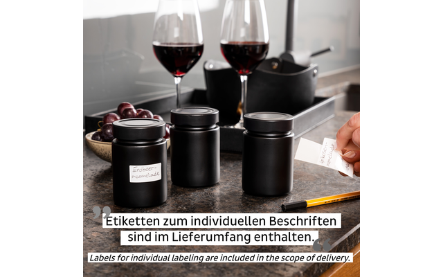Silwy® Feinkost-Magnetgläser ALL BLACK (192 Ml) 3er-Set Inkl. Metallleiste – Bild 3