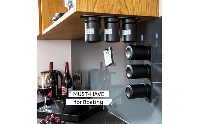 Silwy® Feinkost-Magnetgläser ALL BLACK (192 Ml) 3er-Set Inkl. Metallleiste – Bild 6