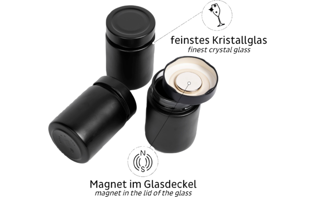 Silwy® Feinkost-Magnetgläser ALL BLACK (192 Ml) 3er-Set Inkl. Metallleiste – Bild 2